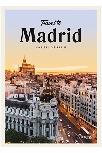 Universal Декоративен дървен плакат с картина на Мадрид