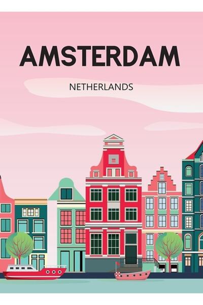 Universal Afiș de călătorie Amsterdam Artă artistică Olanda Afiș imprimat Pic...