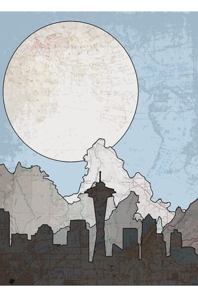 Universal Harta nord-vest a Pacificului, tablou decorativ din lemn, poster de...