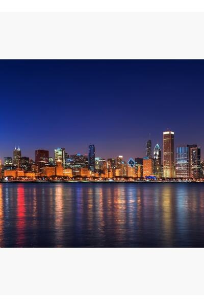 Universal Poster decorativ din lemn cu silueta orașului Chicago