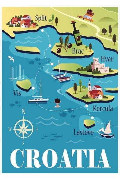 Universal Poster de călătorie Croația Tablou Poster din lemn decorativ
