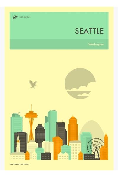Universal Poster de călătorie Seattle, tablou decorativ din lemn