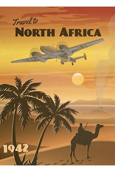 Universal Βόρεια Αφρική 1942 - Πίνακας αφίσας ταξιδιού στην Δυτική Έρημο, Ξύλ...