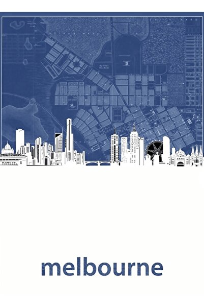 Universal Poster decorativ din lemn cu silueta Melbourne