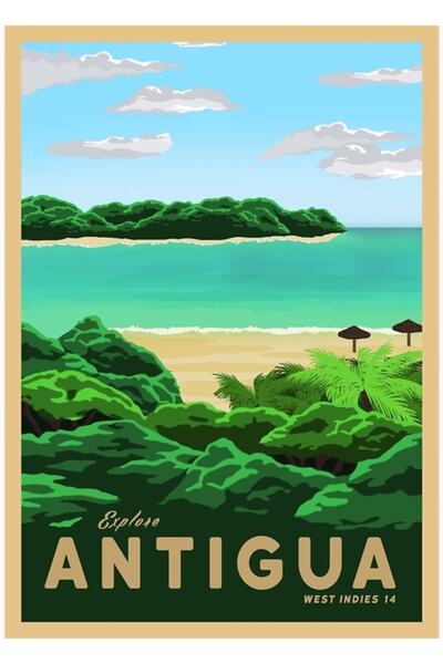 Universal Poster decorativ din lemn cu tematică de călătorie la Antigua