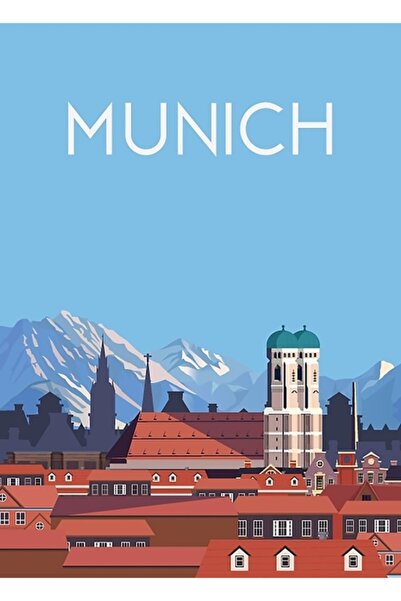 Universal Μόναχο Γερμανία Πίνακας ταξιδιωτικών αφισών πόλης Ξύλινη διακοσμητι...