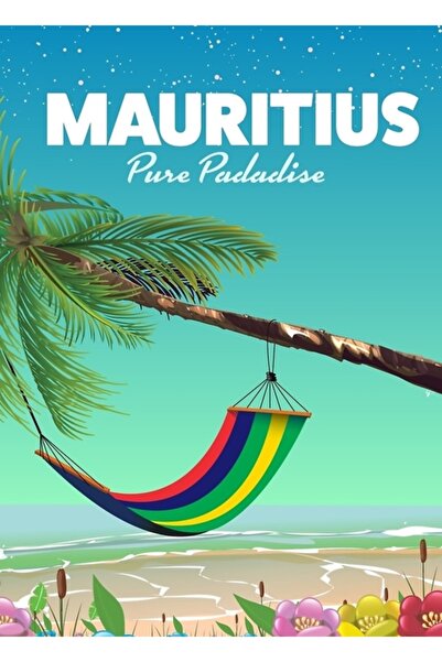 Universal Αφίσα ταξιδιού σε στυλ αιώρας Μαυρίκιου. Ξύλινη Διακοσμητική Αφίσα ...