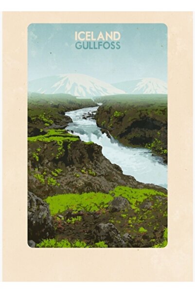 Universal Postere de călătorie - Gulfoss Islanda Poster decorativ din lemn