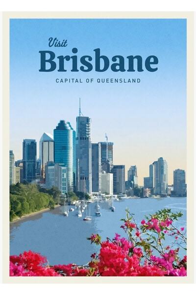 Universal Vizitați Brisbane Tablo Ahşap Poster Decorative, un poster decorati...