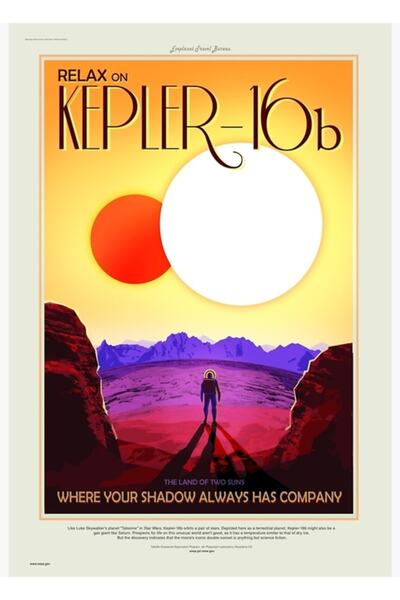 Universal Kepler-16b - Poster de călătorie Nasa/Jpl, tablou decorativ din lemn