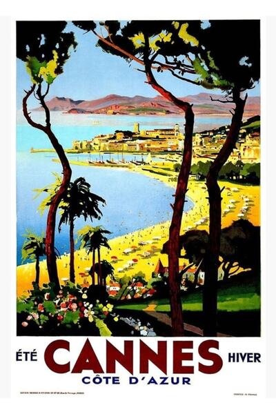 Universal Poster de călătorie Cannes, tablou decorativ din lemn