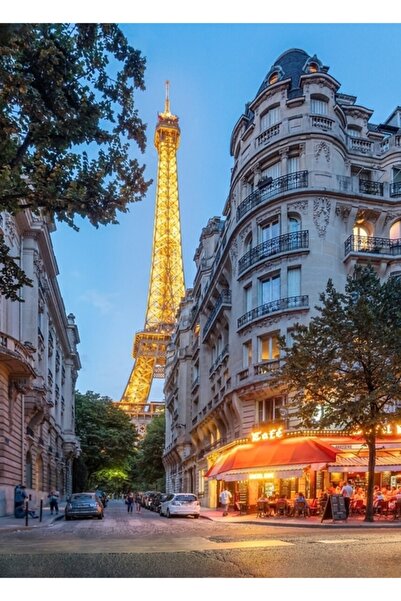 Universal Eyfel Kulesi Altında Paris Cafe Tablo Ahşap Poster Dekoratif