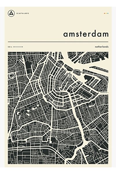 Universal Διακοσμητική ξύλινη αφίσα με χάρτη του Άμστερνταμ