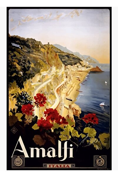 Universal 1920 Ακτή Αμάλφι Ιταλία Αφίσα ταξιδιού Ξύλινη διακοσμητική αφίσα