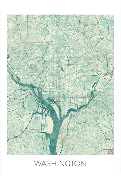 Universal Harta Washington Tablou albastru Poster decorativ din lemn