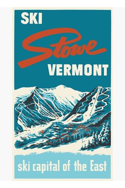 Universal Ski Stowe Vermont, Poster decorativ din lemn