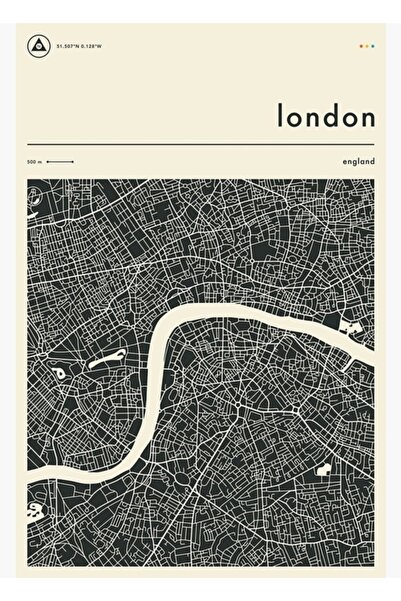 Universal Poster decorativ din lemn cu harta Londrei