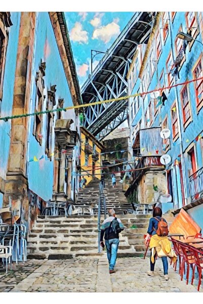 Universal Tablou cu străzile din Porto, poster decorativ din lemn