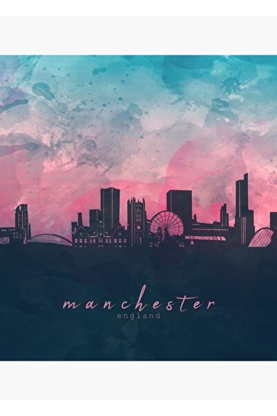 Universal Poster decorativ din lemn cu silueta Manchesterului