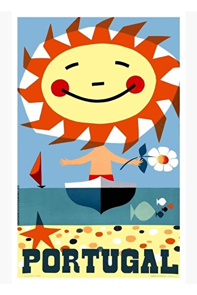 Universal 1959 Πορτογαλία Παραθαλάσσια Ταξιδιωτική Αφίσα Ταξιδιού Ξύλινη Διακ...