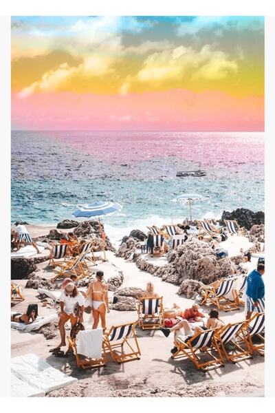 Universal Ден на плажа # дигитално изкуство # Дървен декоративен плакат за пъ...