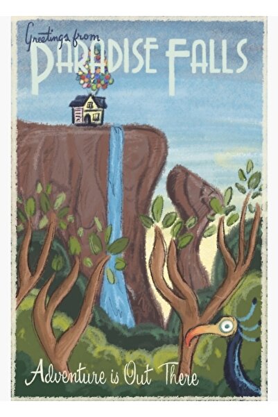 Universal Poster decorativ din lemn cu tablou de călătorie la Paradise Falls