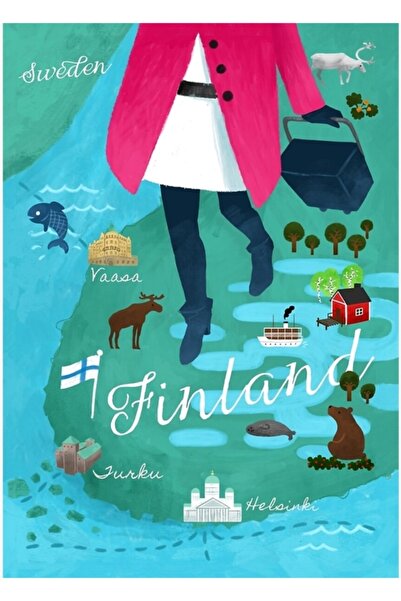 Universal Tablou din lemn Finlanda Poster decorativ Bine ați venit