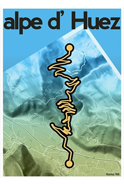 Universal Декоративен дървен постер за велосипеди Алп дьо Уес