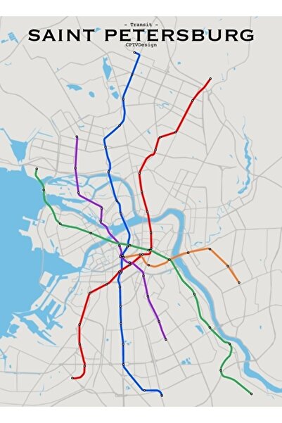 Universal Harta de tranzit a Sankt Petersburgului, tablou, poster decorativ d...