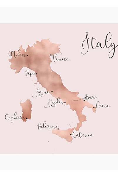Universal Όμορφος ροζ χάρτης της Ιταλίας, ξύλινη διακοσμητική αφίσα