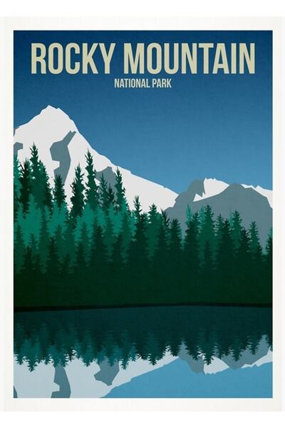 Universal Декоративен дървен плакат за плот с тематика Национален парк Роки М...