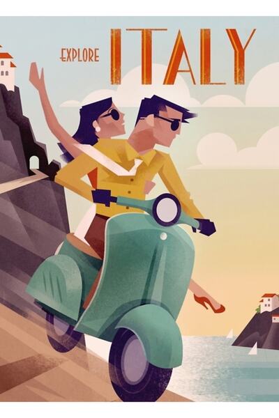 Universal Επιτραπέζια αφίσα ταξιδιού στην Ιταλία Ξύλινη διακοσμητική αφίσα