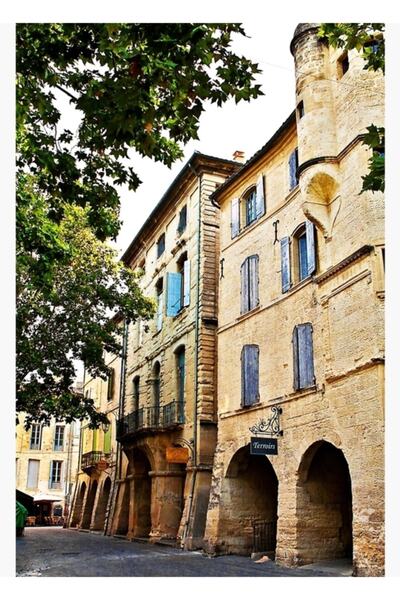 Universal Place Aux Herbes - Uzes, Γαλλία - Ξύλινη Διακοσμητική Αφίσα Τοίχου