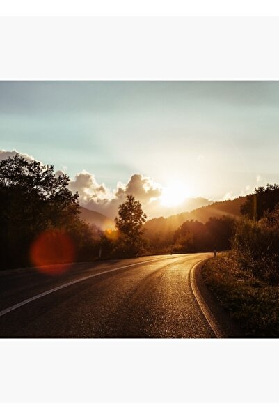 Universal Διακοσμητική ξύλινη αφίσα με σχέδιο δρόμου στο ηλιοβασίλεμα