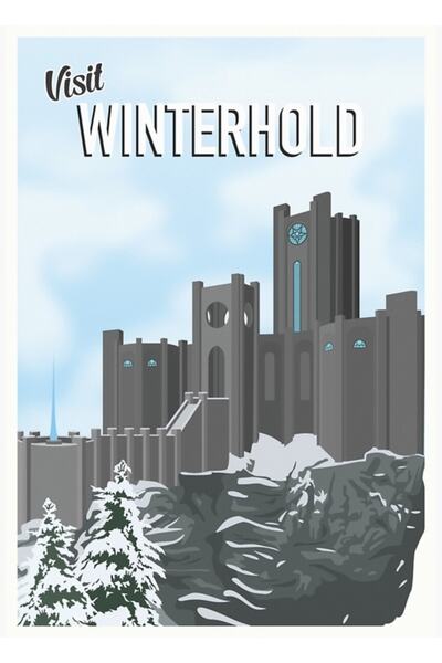 Universal Poster de călătorie Skyrim Winterhold, tablou decorativ din lemn