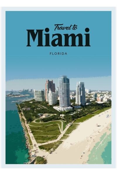 Universal Vizitați Tablo Miami, poster decorativ din lemn