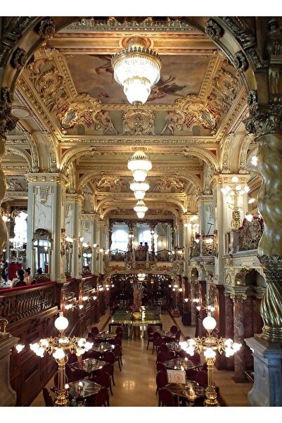 Universal Kahve Için Buluş Benimle ~ New York Café ~ Budapeşte Tablo Ahşap Poster Dekoratif