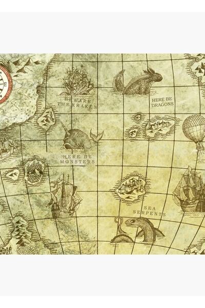 Universal Poster decorativ din lemn cu harta Monștrilor Marini