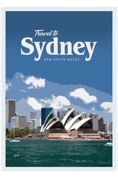Universal Poster decorativ din lemn cu tematică de călătorie la Sydney
