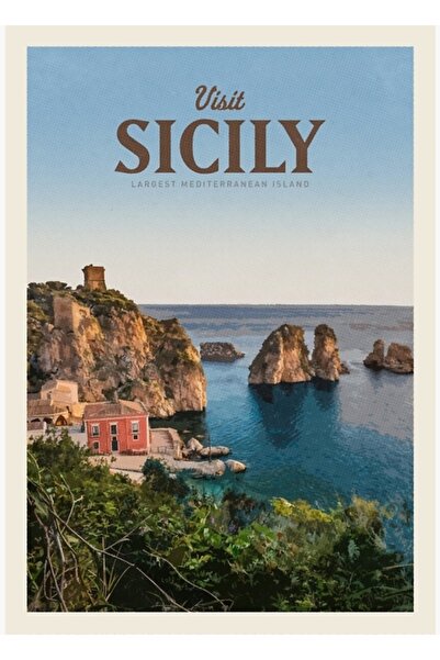 Universal Vizitați Sicilia Tablo, poster decorativ din lemn