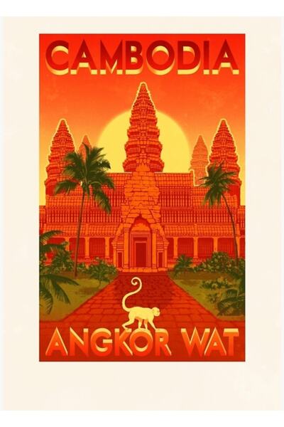 Universal Postere de călătorie - Angkor Wat Cambodgia Tablou Poster din lemn ...