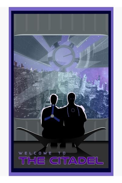 Universal Mass Effect Citadel Travel Poster Fan Art Painting Ξύλινη διακοσμητ...