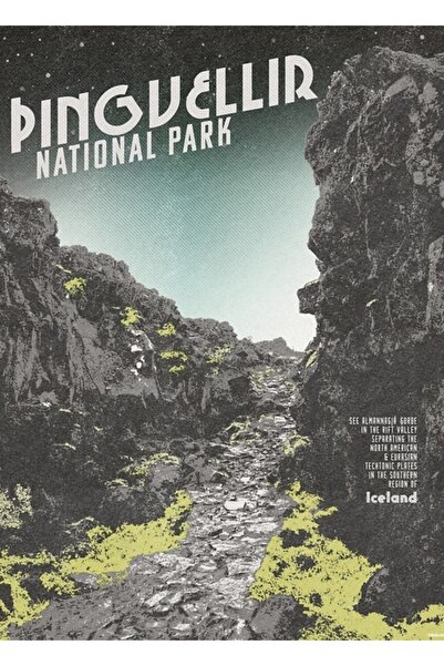 Universal Национален парк Пингвелир в Исландия Декоративен дървен плакат за р...
