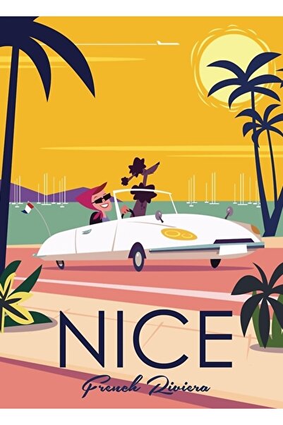 Universal Όμορφη ζωγραφική αφίσας της Γαλλικής Ριβιέρας, Ξύλινη διακοσμητική ...