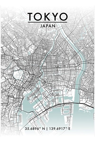 Universal Mapa grada Tokija, drveni poster, dekorativna slika