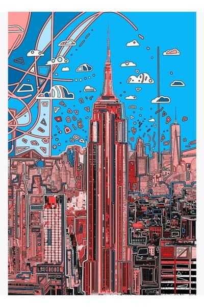 Universal Poster decorativ din lemn cu silueta New York