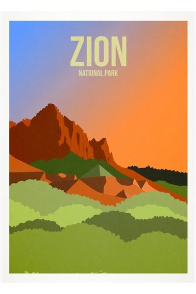 Universal Декоративен дървен плакат с картина от Национален парк Цион