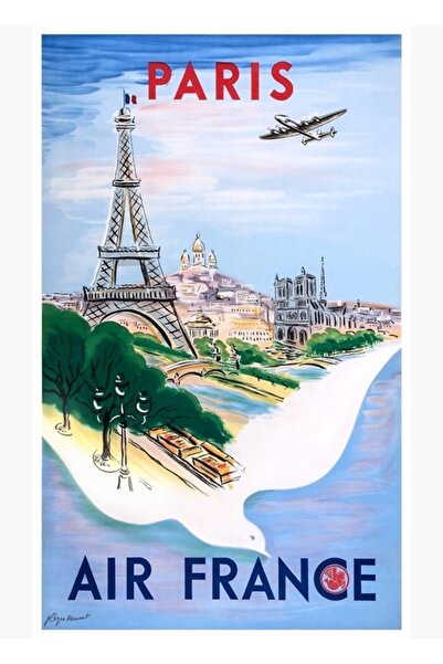 Universal 1950 Air France Paris Poster de călătorie Tablou Poster din lemn de...