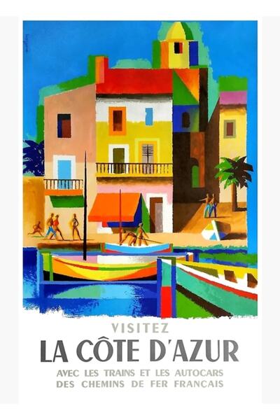 Universal 1963 Cote D'azur, Riviera Franceză, Poster de călătorie în jurul lu...