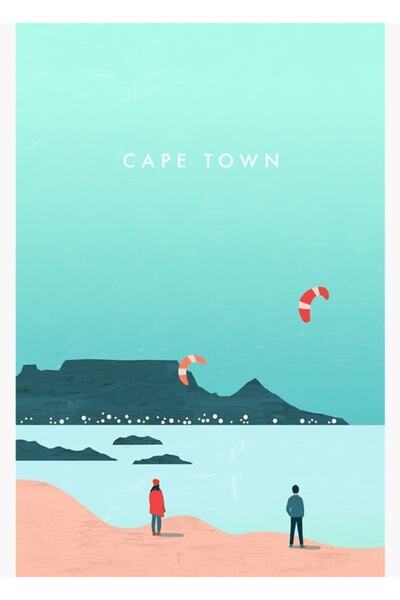 Universal Poster de călătorie Cape Town, tablou decorativ din lemn